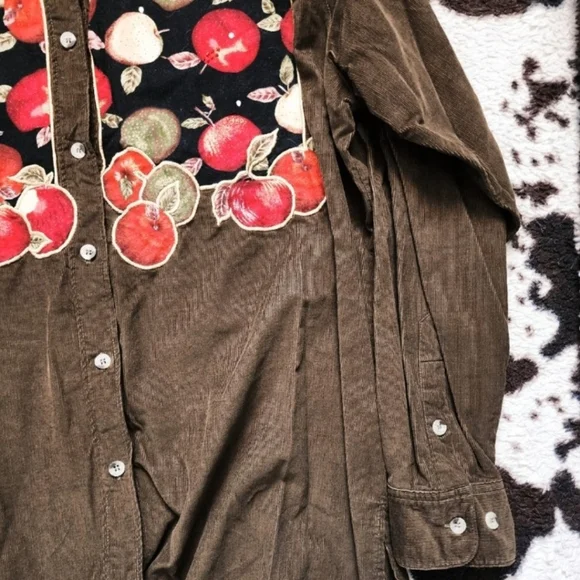 "QUACKER FACTORY " WOMEN'S 80'S/90'S CORDUROY TUNIC BUTTON UP- GREEN MOSS - Picture 2 of 5